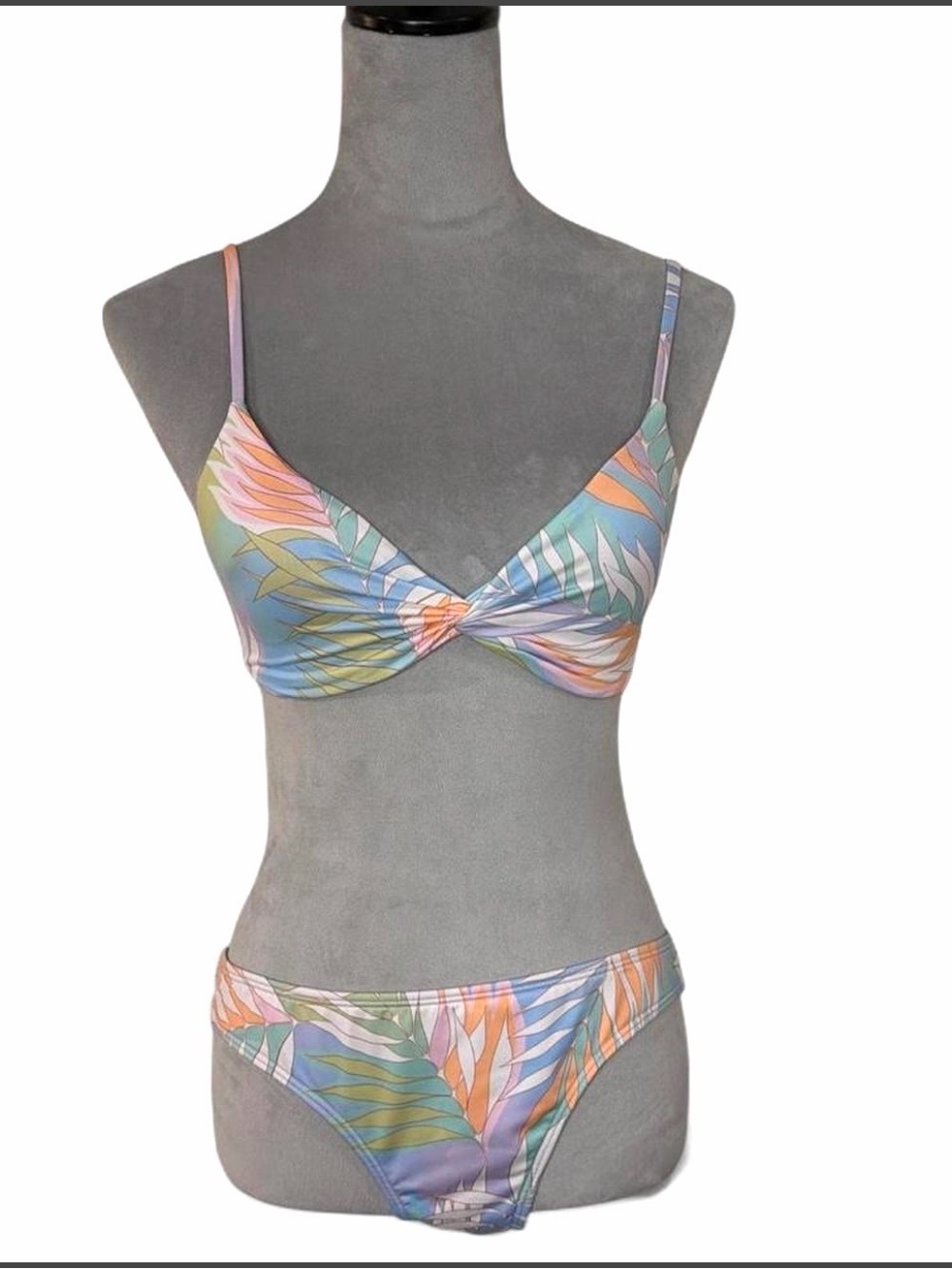 Billabong Pastel Tropical Leaf Print Bikini - Pink, Blue, Green, Orange 🌴